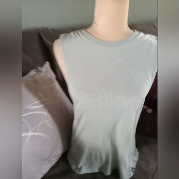 Adidas sleeveless top with open sides. Light green, excellent condition - Picture 1 of 6